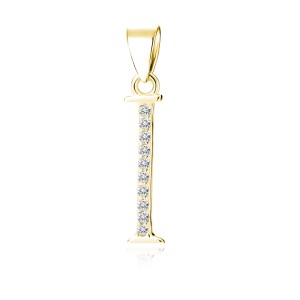 Pandantiv argint placat cu aur galben initiala litera I cu pietre DiAmanti LZ0002G_I-DIA (Argint 925‰ 1,1 g.)